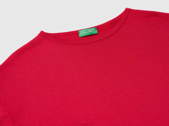vrouwen Benetton trui met korte mouwen fuchsia 4R6238