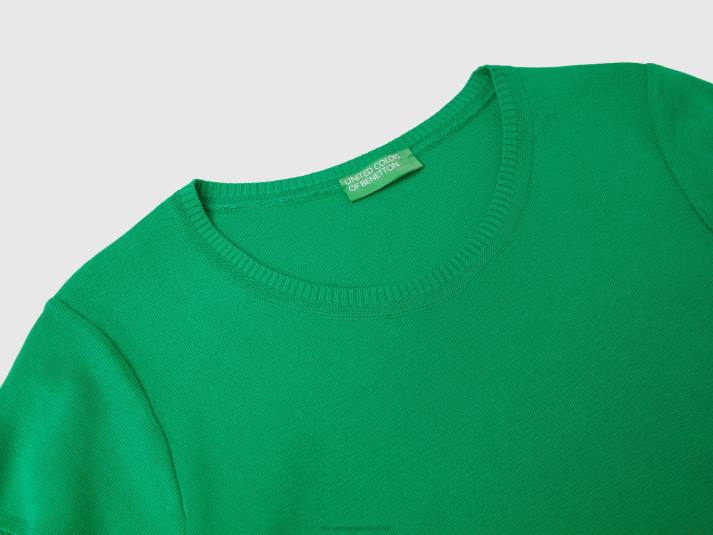 vrouwen Benetton trui met korte mouwen van 100% katoen groente 4R623493