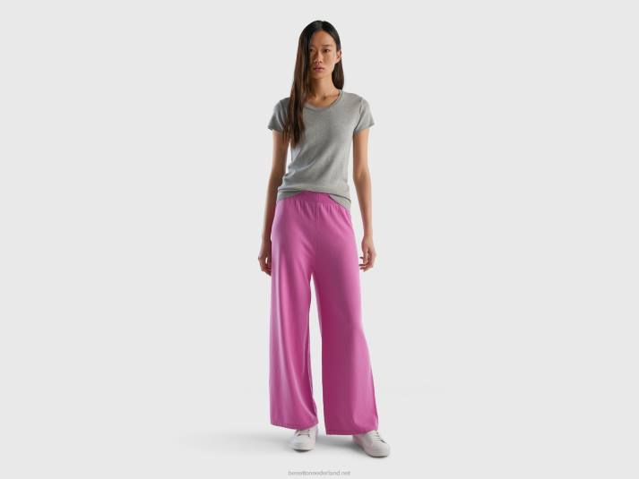 vrouwen Benetton trui met korte mouwen van 100% katoen lichtgrijs 4R623654
