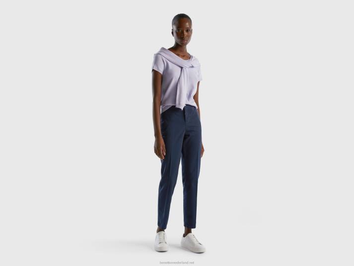 vrouwen Benetton trui met korte mouwen van 100% katoen lila 4R62114