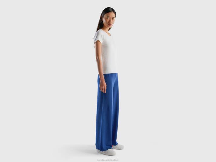 vrouwen Benetton trui met korte mouwen van 100% katoen wit 4R62185