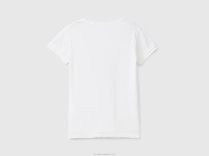 vrouwen Benetton trui met korte mouwen van 100% katoen wit 4R623626