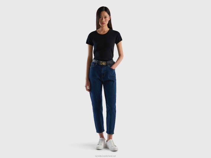 vrouwen Benetton trui met korte mouwen van 100% katoen zwart 4R623667