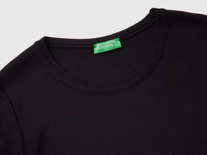vrouwen Benetton trui met korte mouwen van 100% katoen zwart 4R623667