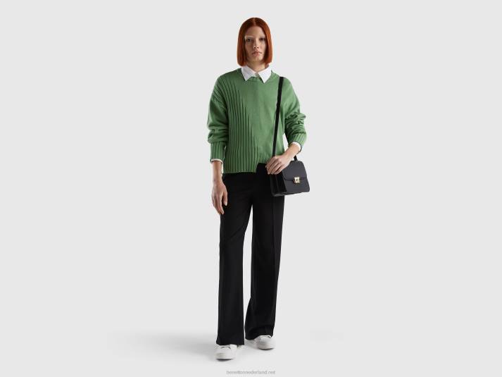 vrouwen Benetton trui met ongelijke onderkant groente 4R6224