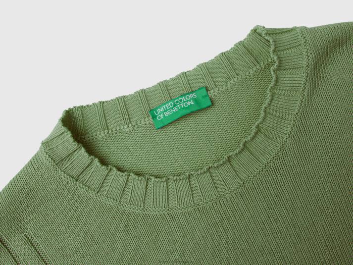 vrouwen Benetton trui met ongelijke onderkant groente 4R6224
