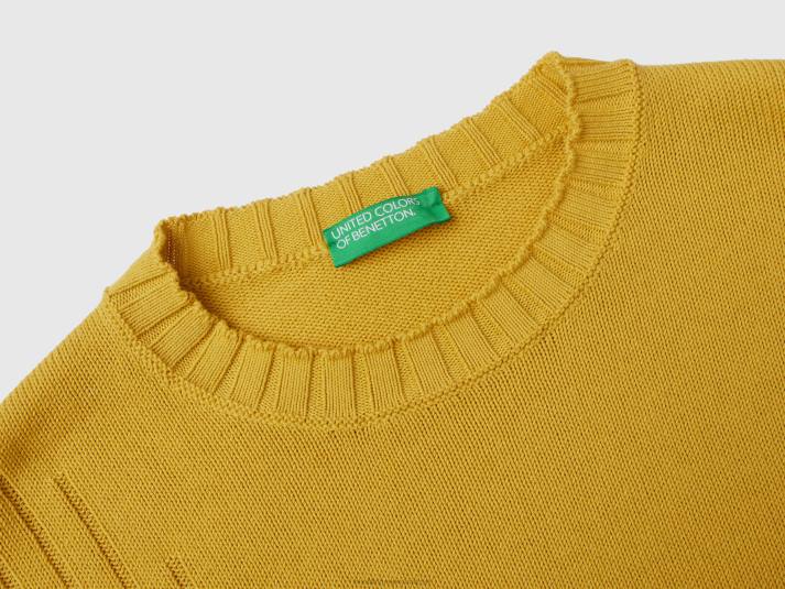 vrouwen Benetton trui met ongelijke onderkant mosterd 4R623515