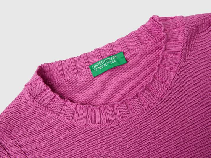 vrouwen Benetton trui met ongelijke onderkant roze 4R6284