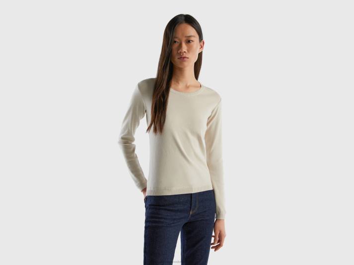 vrouwen Benetton trui met ronde hals van zuiver katoen beige 4R623629