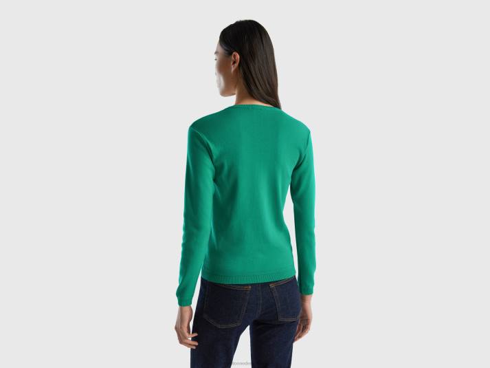 vrouwen Benetton trui met ronde hals van zuiver katoen groente 4R62228