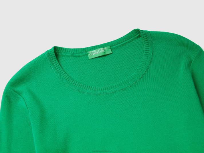 vrouwen Benetton trui met ronde hals van zuiver katoen groente 4R62228