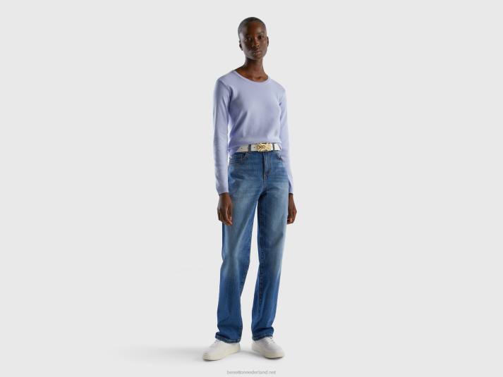 vrouwen Benetton trui met ronde hals van zuiver katoen lavendel 4R623508