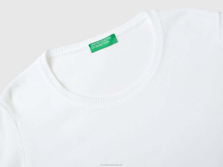 vrouwen Benetton trui met ronde hals van zuiver katoen wit 4R623627