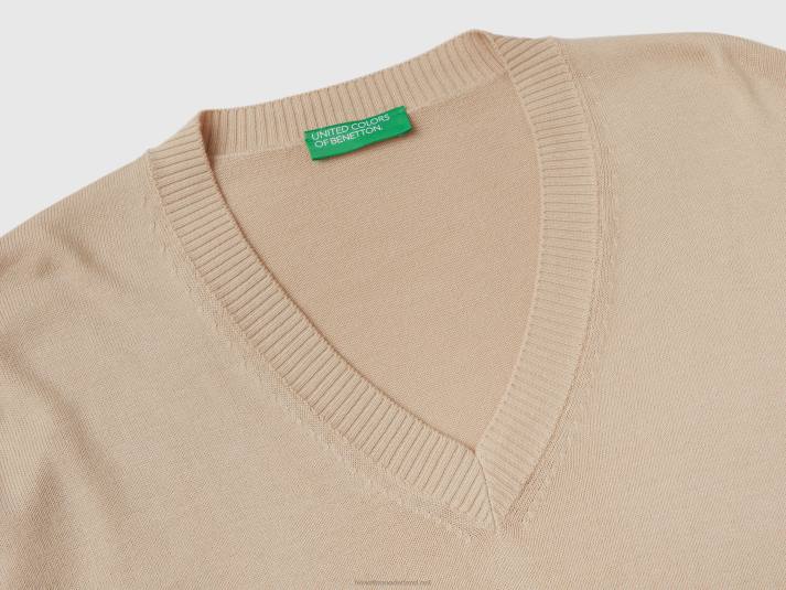 vrouwen Benetton trui met v-hals beige 4R623592