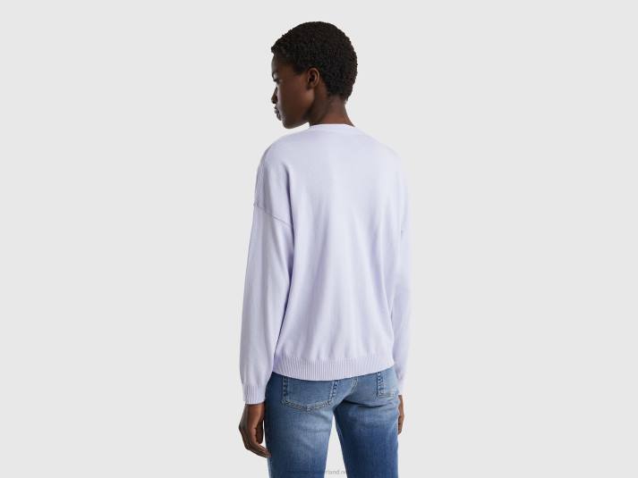 vrouwen Benetton trui met v-hals lila 4R62142