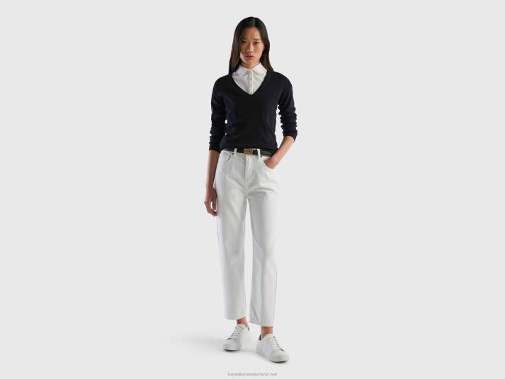 vrouwen Benetton trui met v-hals van zuiver katoen zwart 4R623657