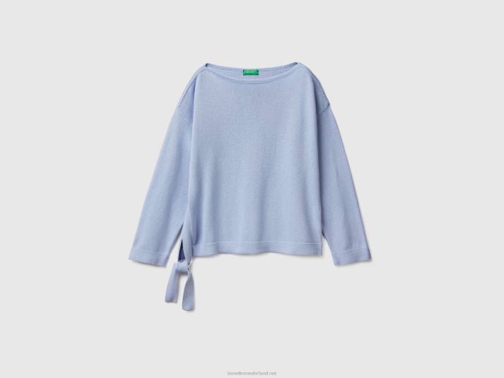 vrouwen Benetton trui met veters en boothals lavendel 4R6213