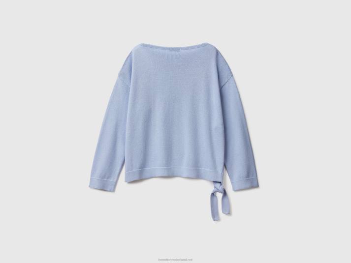 vrouwen Benetton trui met veters en boothals lavendel 4R6213