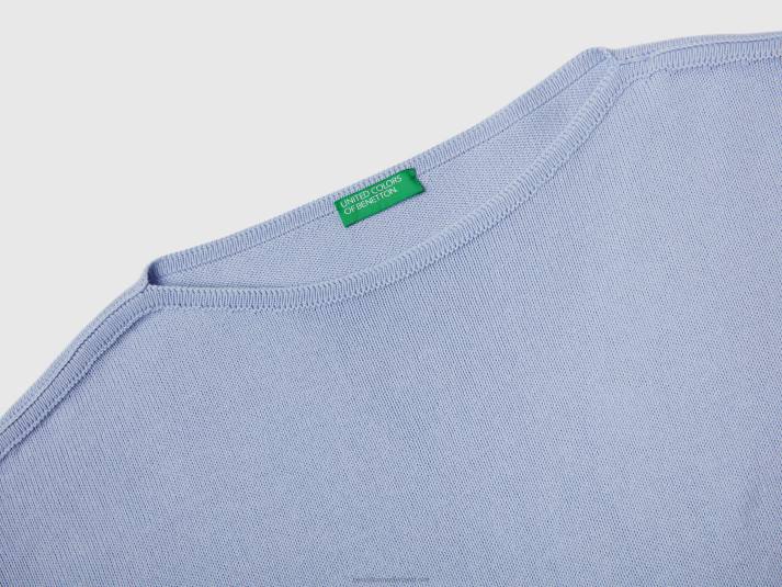 vrouwen Benetton trui met veters en boothals lavendel 4R6213