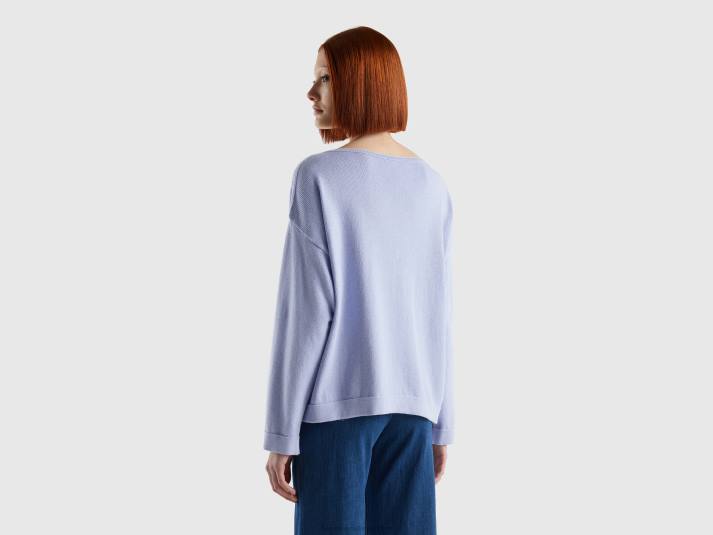 vrouwen Benetton trui met veters en boothals lavendel 4R623588