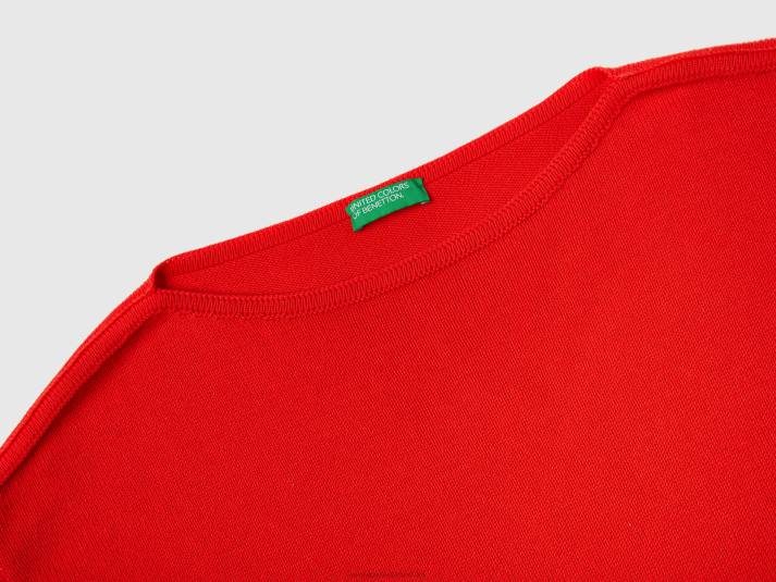 vrouwen Benetton trui met veters en boothals rood 4R623535
