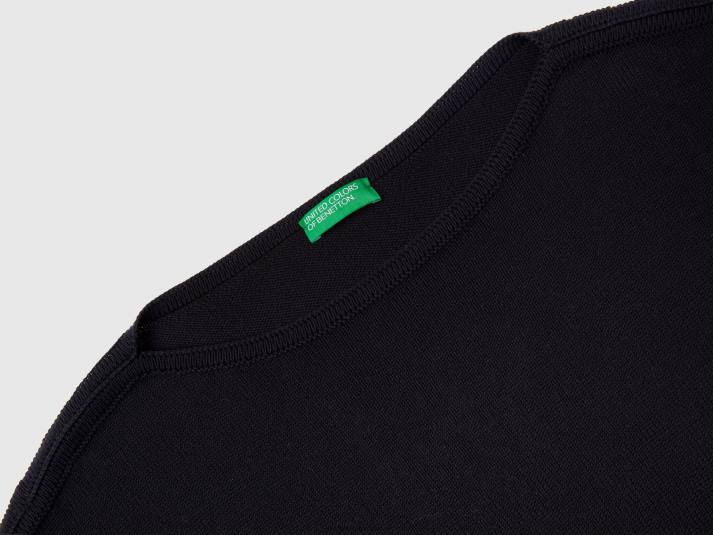 vrouwen Benetton trui met veters en boothals zwart 4R623502
