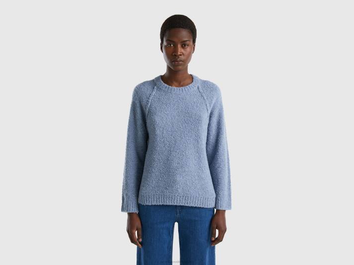 vrouwen Benetton trui van bouclégaren maagdenpalm 4R6259