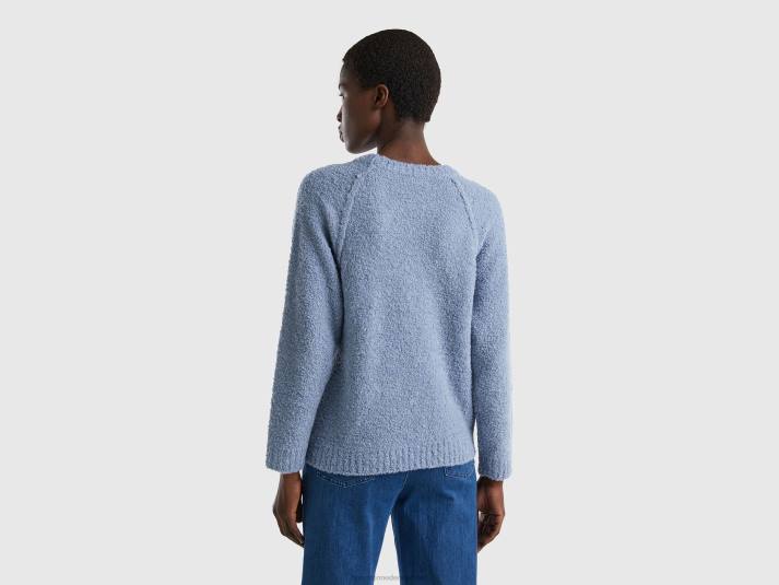 vrouwen Benetton trui van bouclégaren maagdenpalm 4R6259