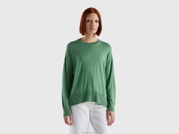 vrouwen Benetton trui van viscosemix met splitten groente 4R62121