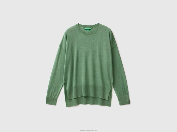 vrouwen Benetton trui van viscosemix met splitten groente 4R62121