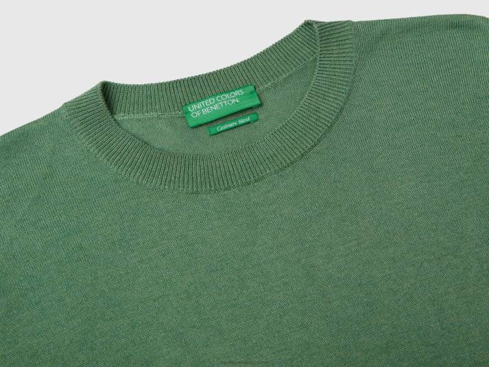 vrouwen Benetton trui van viscosemix met splitten groente 4R62121