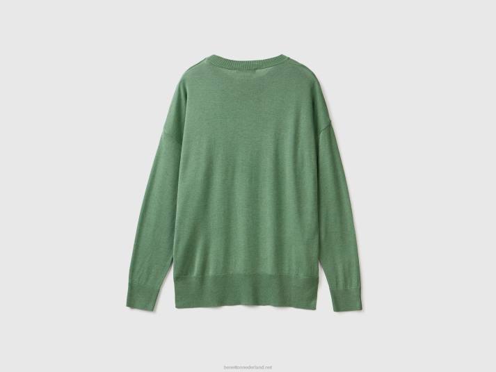 vrouwen Benetton trui van viscosemix met splitten groente 4R623609