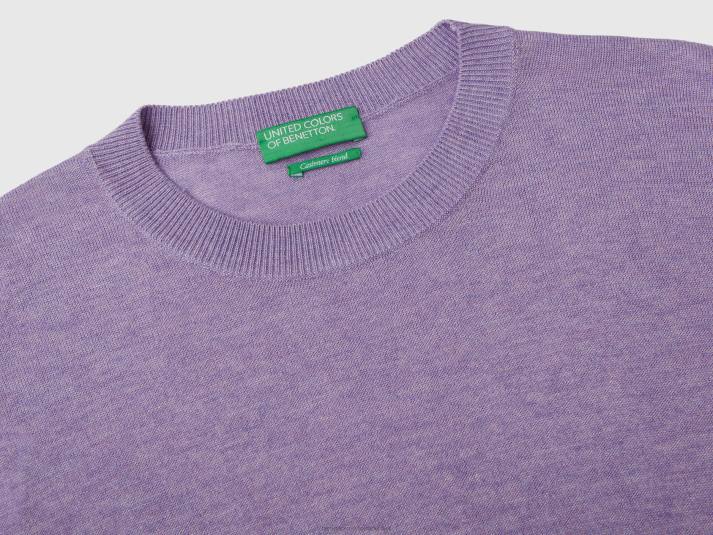 vrouwen Benetton trui van viscosemix met splitten lila 4R62122