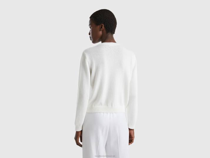 vrouwen Benetton witte trui met kersen inleg wit 4R6268