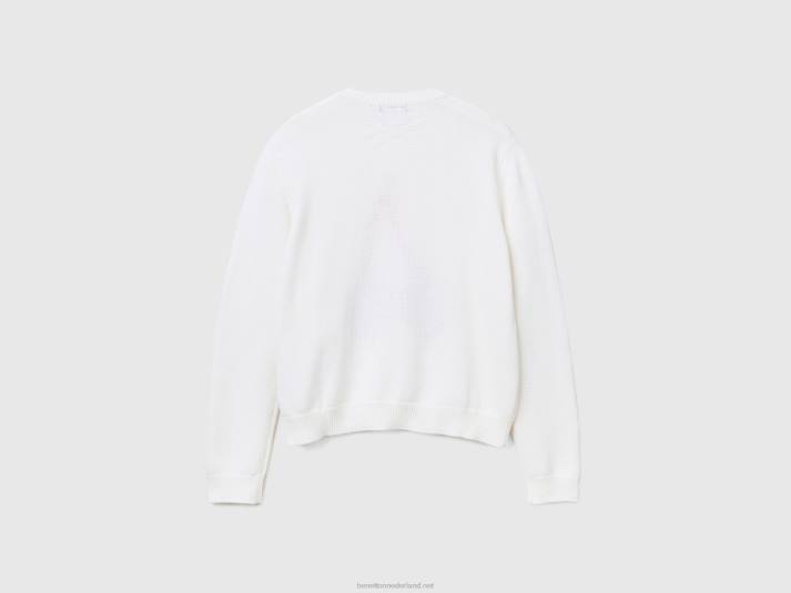 vrouwen Benetton witte trui met kersen inleg wit 4R6268
