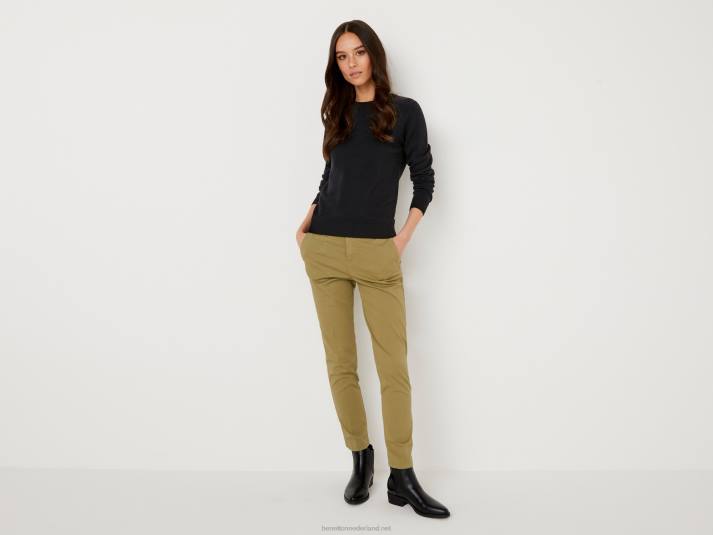 vrouwen Benetton zwarte trui met ronde hals van merinowol zwart 4R623633