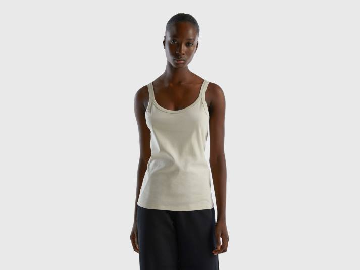 vrouwen Benetton beige tanktop van puur katoen beige 4R62440