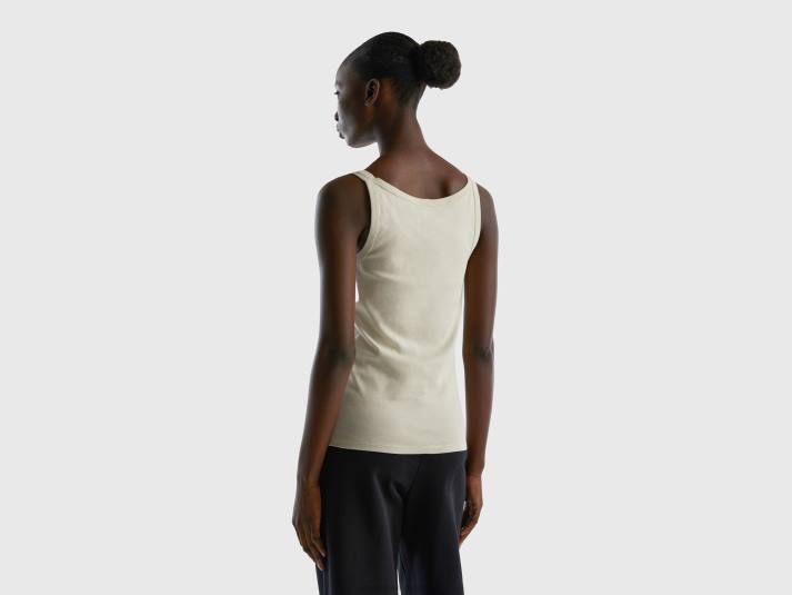 vrouwen Benetton beige tanktop van puur katoen beige 4R62440