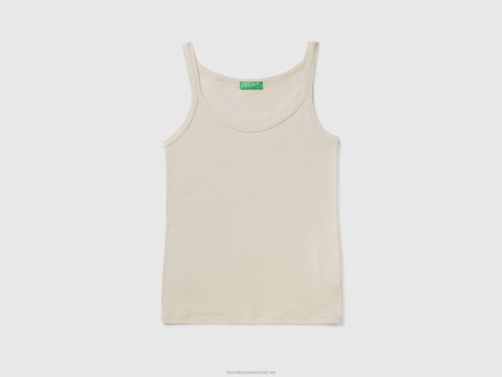 vrouwen Benetton beige tanktop van puur katoen beige 4R62440
