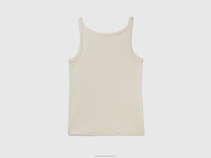 vrouwen Benetton beige tanktop van puur katoen beige 4R62440