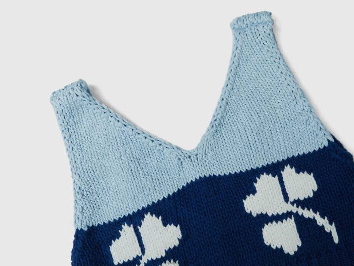 vrouwen Benetton blauwe cropped top met bloemeninleg blauw 4R623848