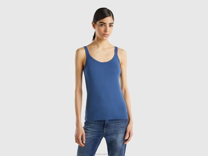 vrouwen Benetton blauwe tanktop van zuiver katoen blauw 4R623932