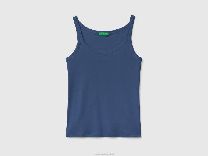 vrouwen Benetton blauwe tanktop van zuiver katoen blauw 4R623932