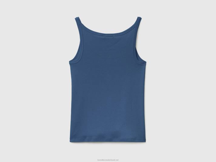 vrouwen Benetton blauwe tanktop van zuiver katoen blauw 4R623932