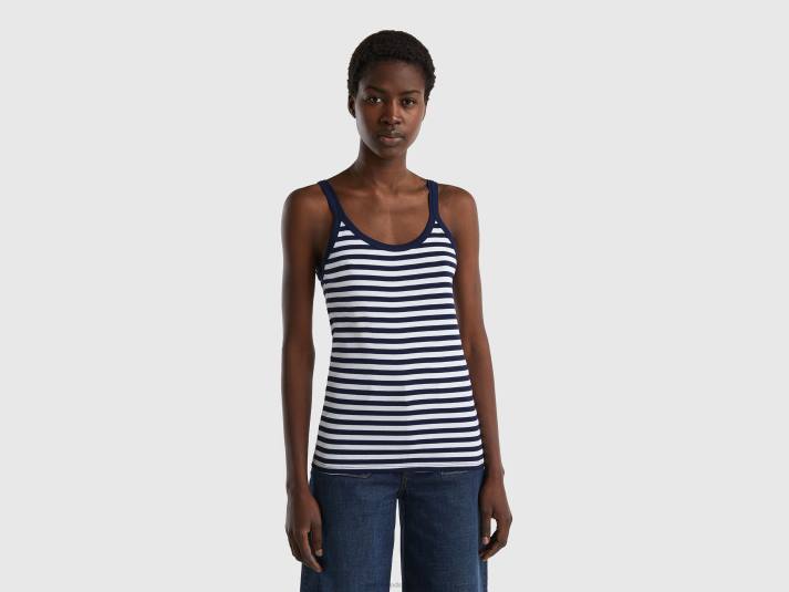 vrouwen Benetton donkerblauw gestreepte tanktop van 100% katoen donkerblauw 4R623949