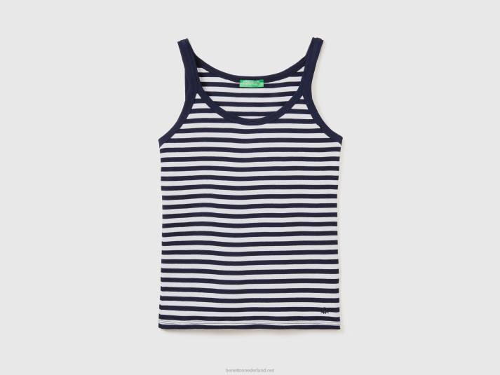 vrouwen Benetton donkerblauw gestreepte tanktop van 100% katoen donkerblauw 4R62474