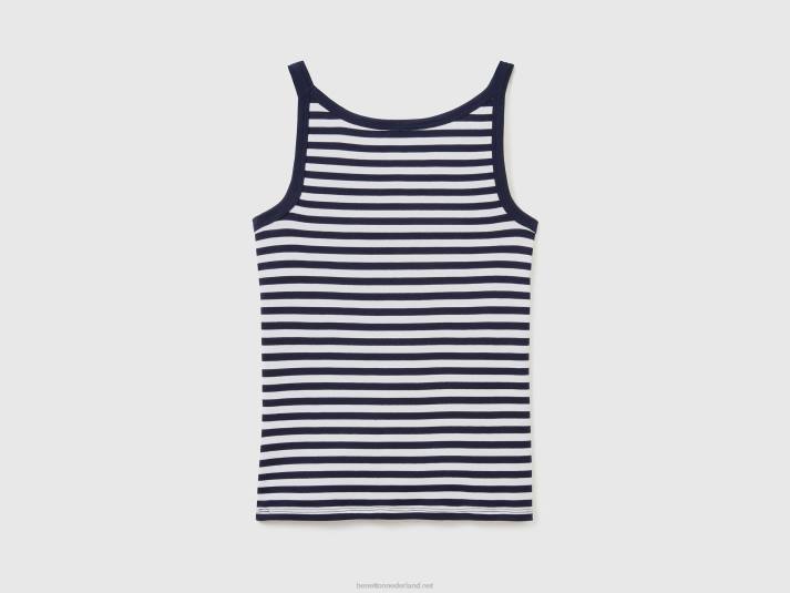 vrouwen Benetton donkerblauw gestreepte tanktop van 100% katoen donkerblauw 4R62474
