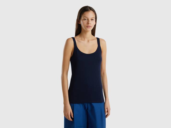 vrouwen Benetton donkerblauwe tanktop van zuiver katoen donkerblauw 4R62431