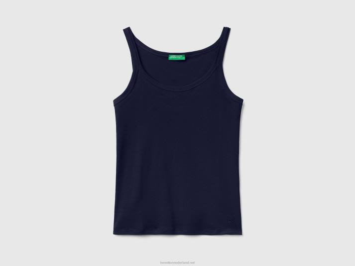 vrouwen Benetton donkerblauwe tanktop van zuiver katoen donkerblauw 4R62431