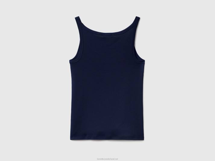 vrouwen Benetton donkerblauwe tanktop van zuiver katoen donkerblauw 4R62431
